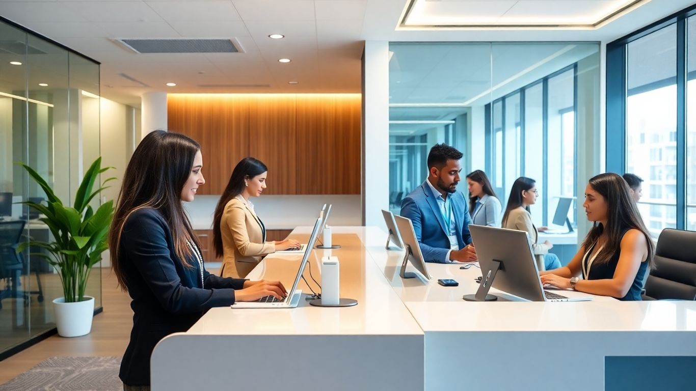 Atlanta office receptionists answering phones professionally