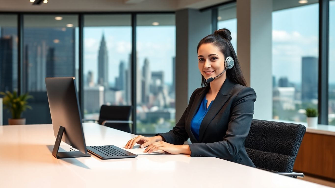 Virtual receptionist in Atlanta office answering business calls