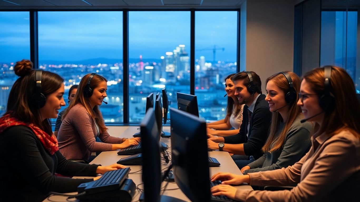 Oakland call center team working night shift together