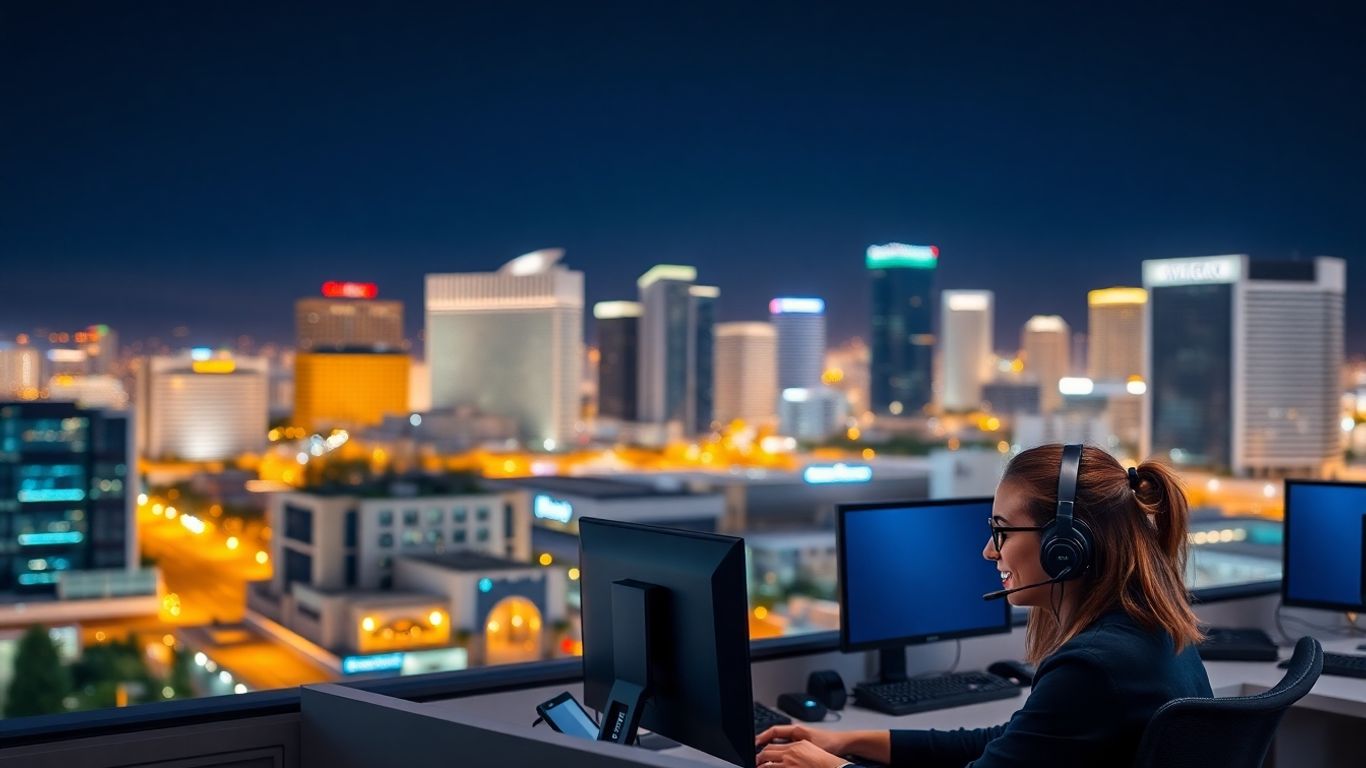 Call center agents working at night in Henderson