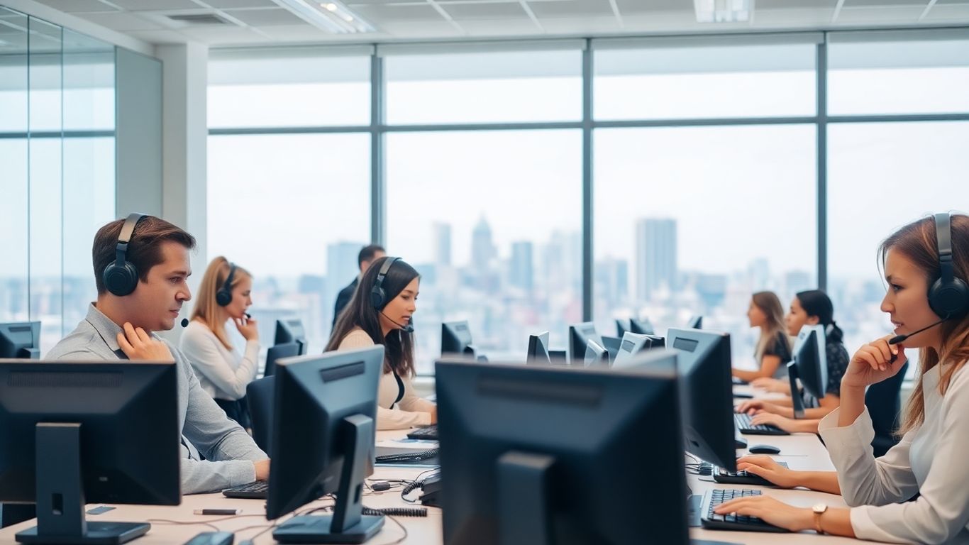 Office team answering multiple business calls efficiently