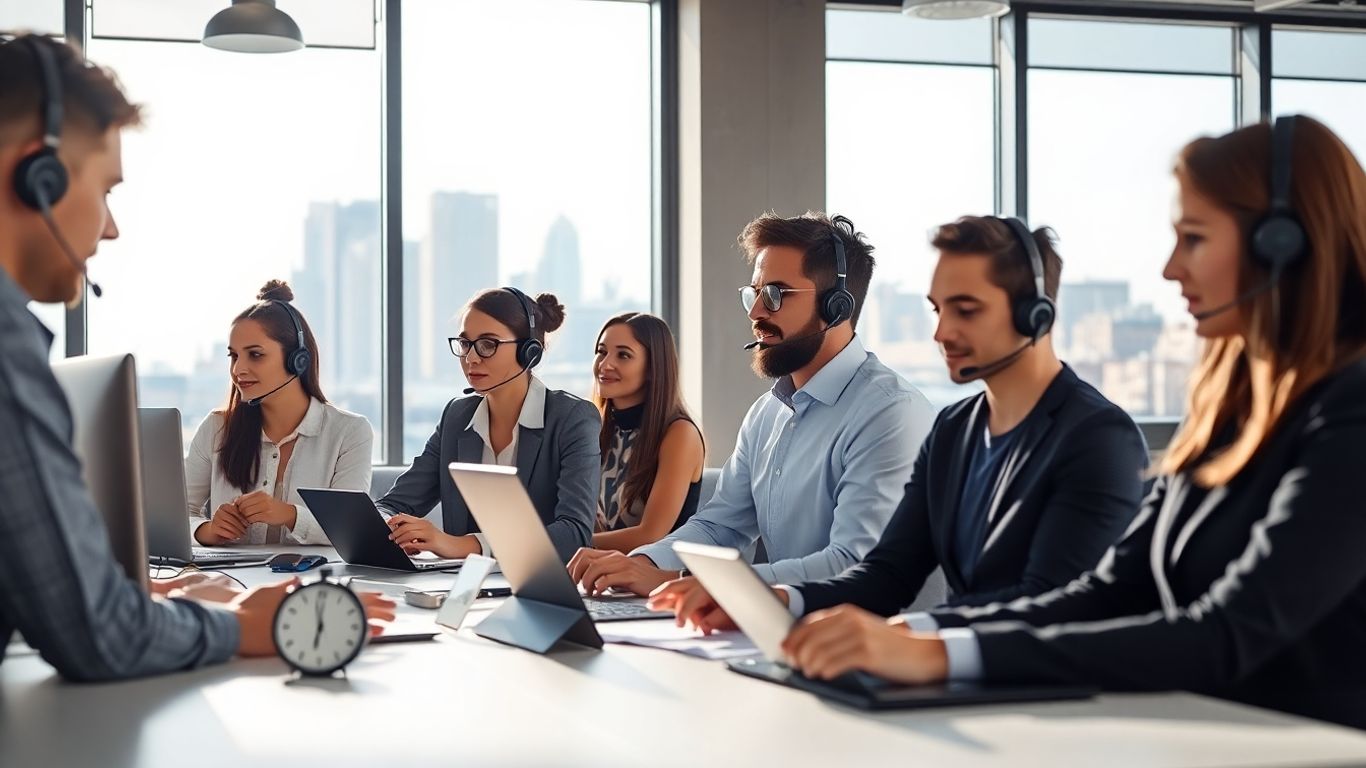 Professionals using headsets in a Milwaukee office