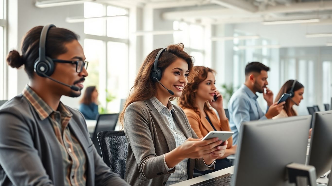 Business professionals using technology for efficient communication