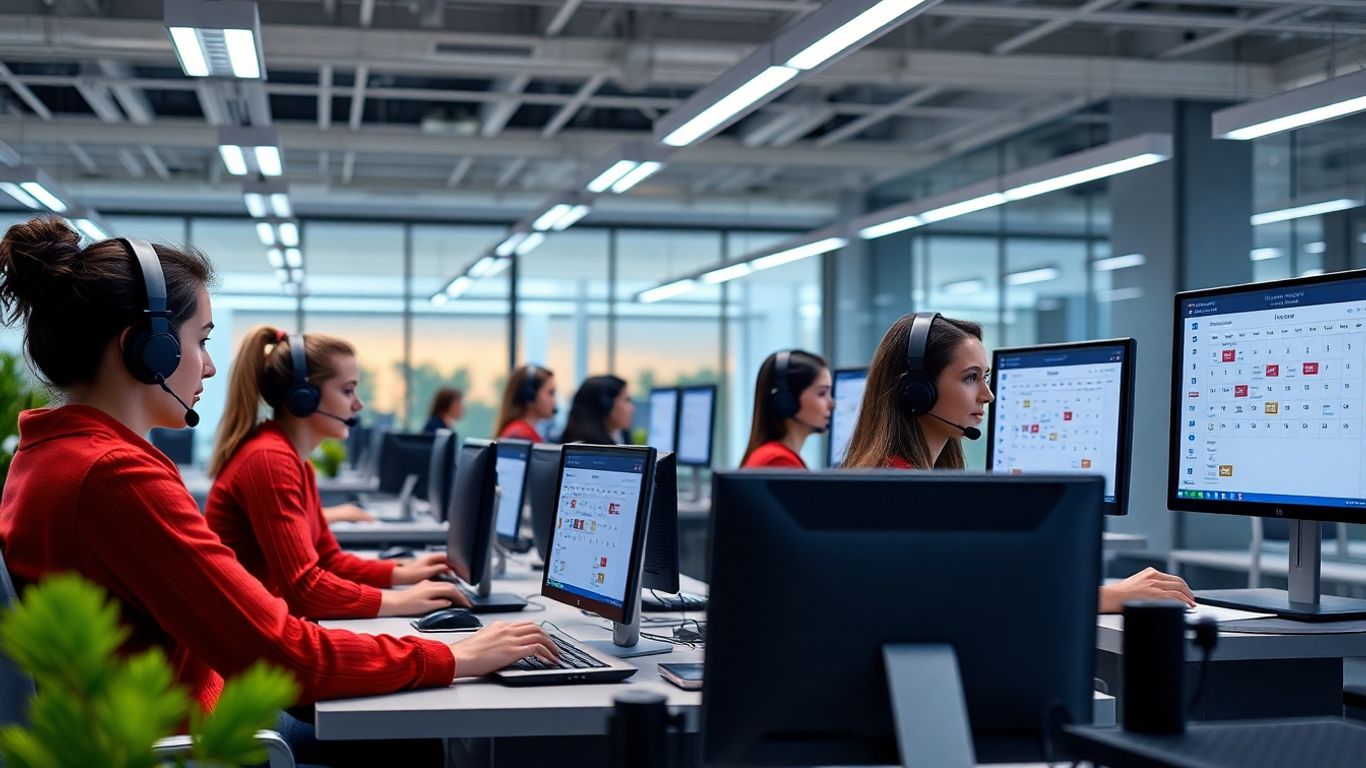 Team using AI-powered tools in a modern office