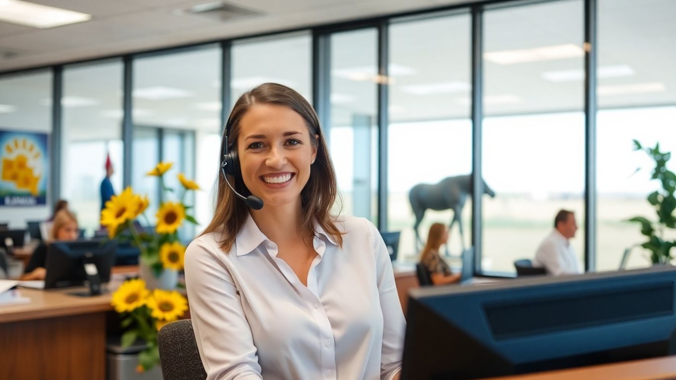 Wichita receptionist answering calls in a modern office