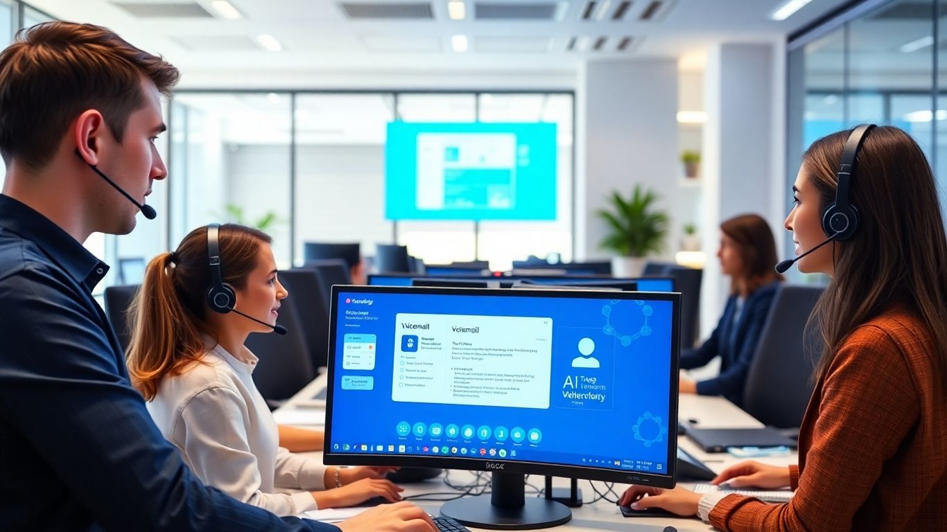 Office staff using AI-powered voicemail management systems