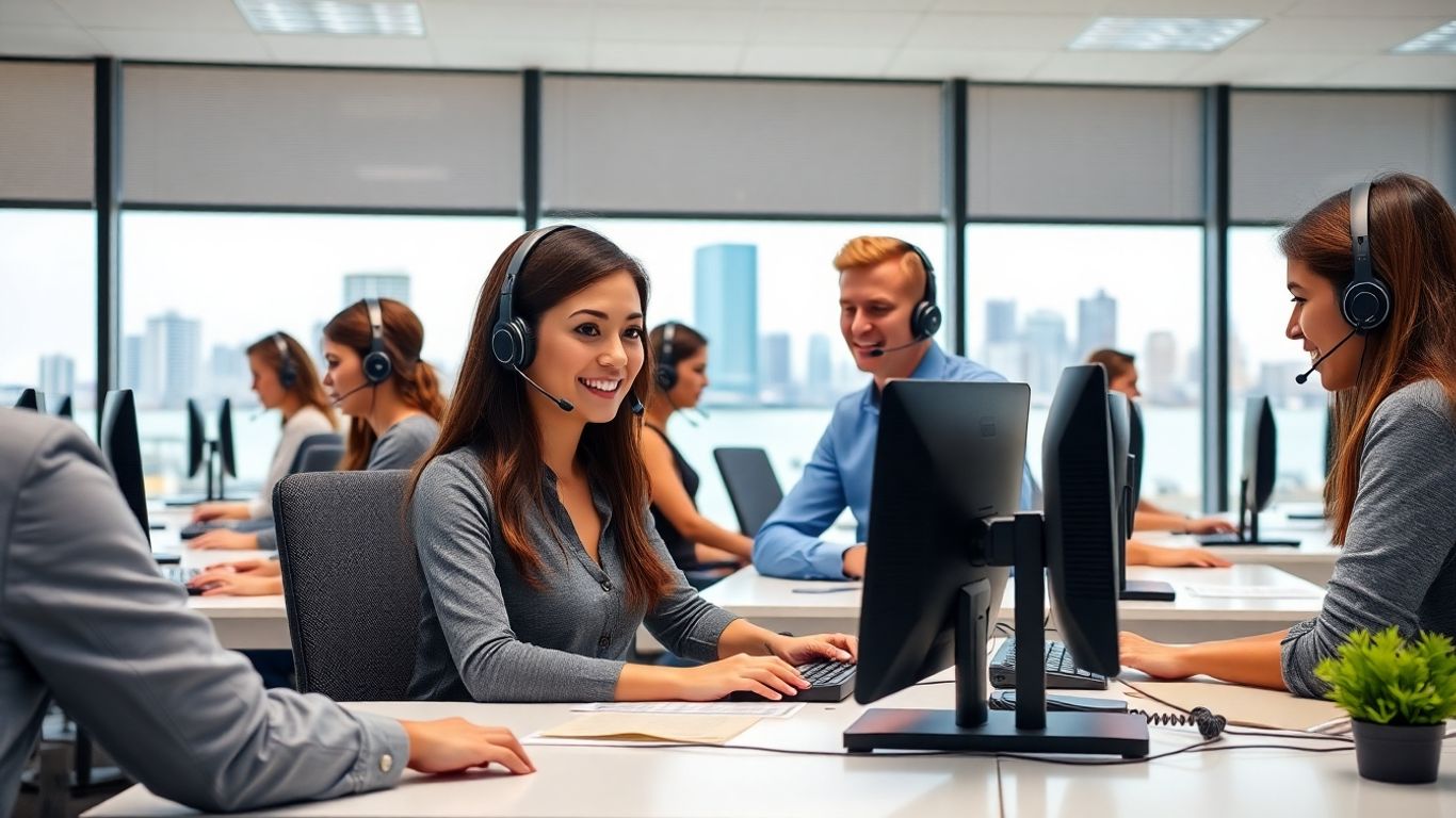 Call center agents in Virginia Beach office environment