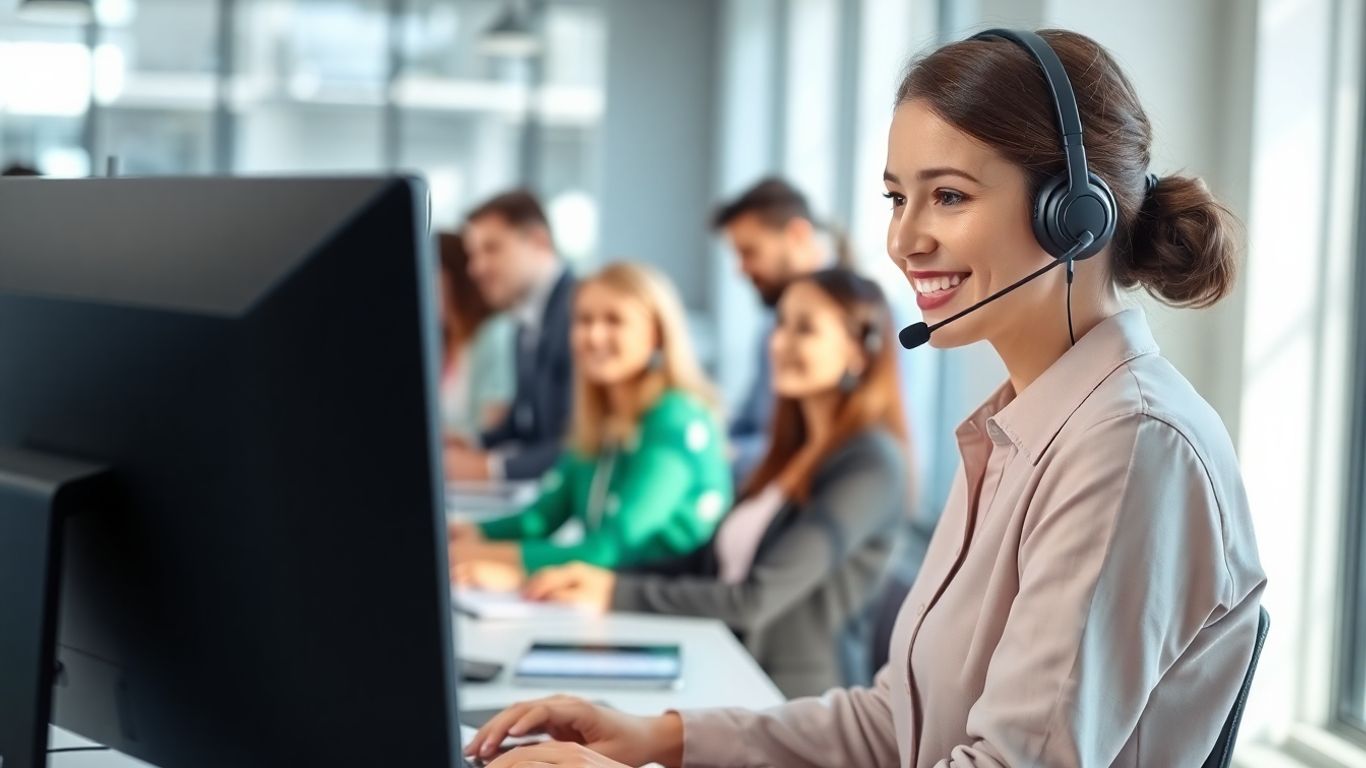 Call center agent providing customer support at office