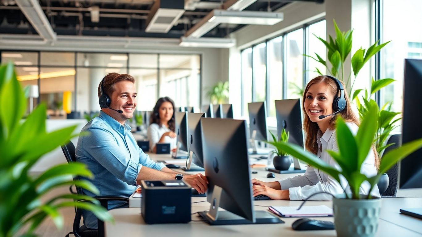 Santa Ana call center agents assisting customers