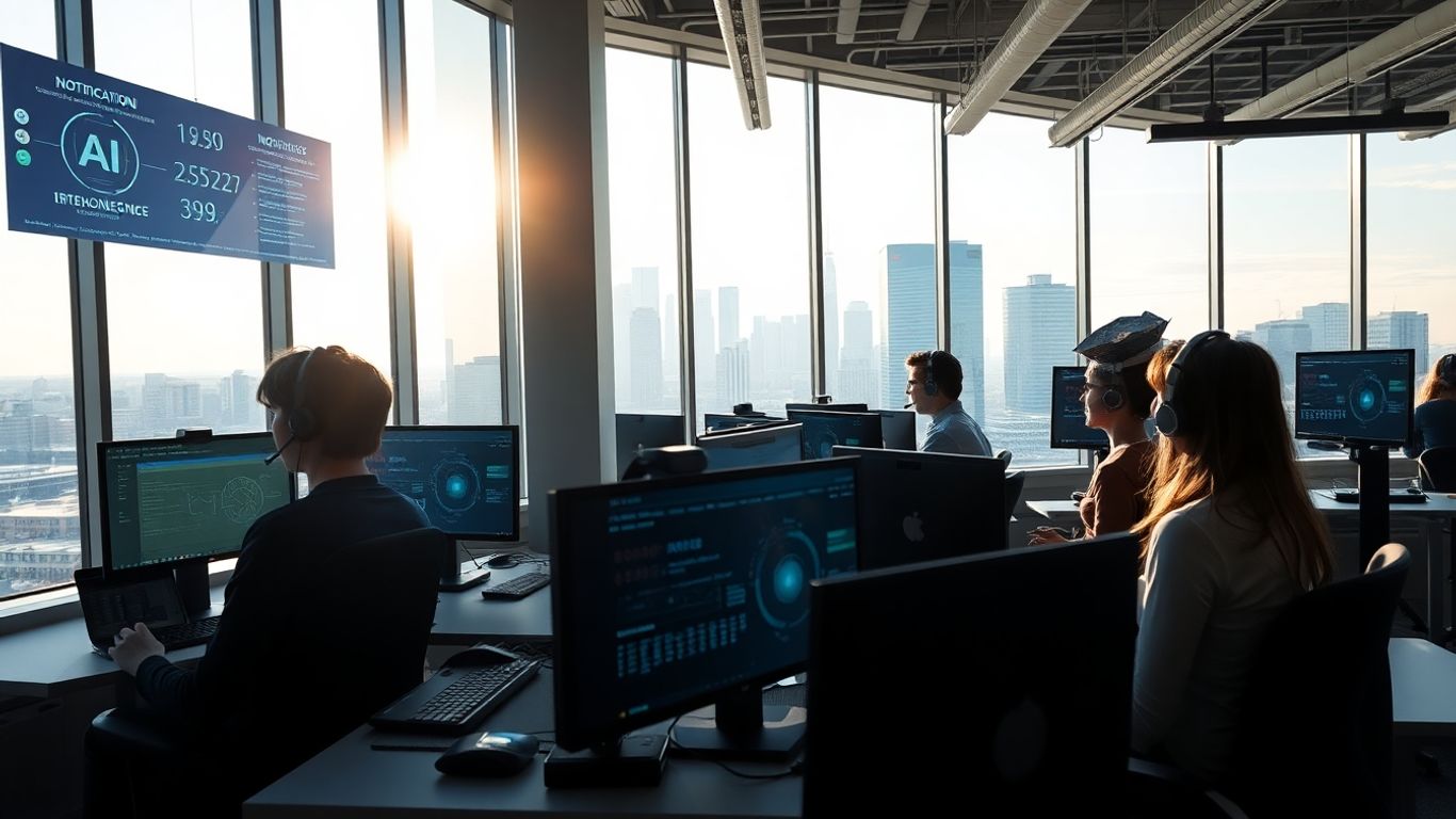 Modern Kansas City office with AI-driven communication tools