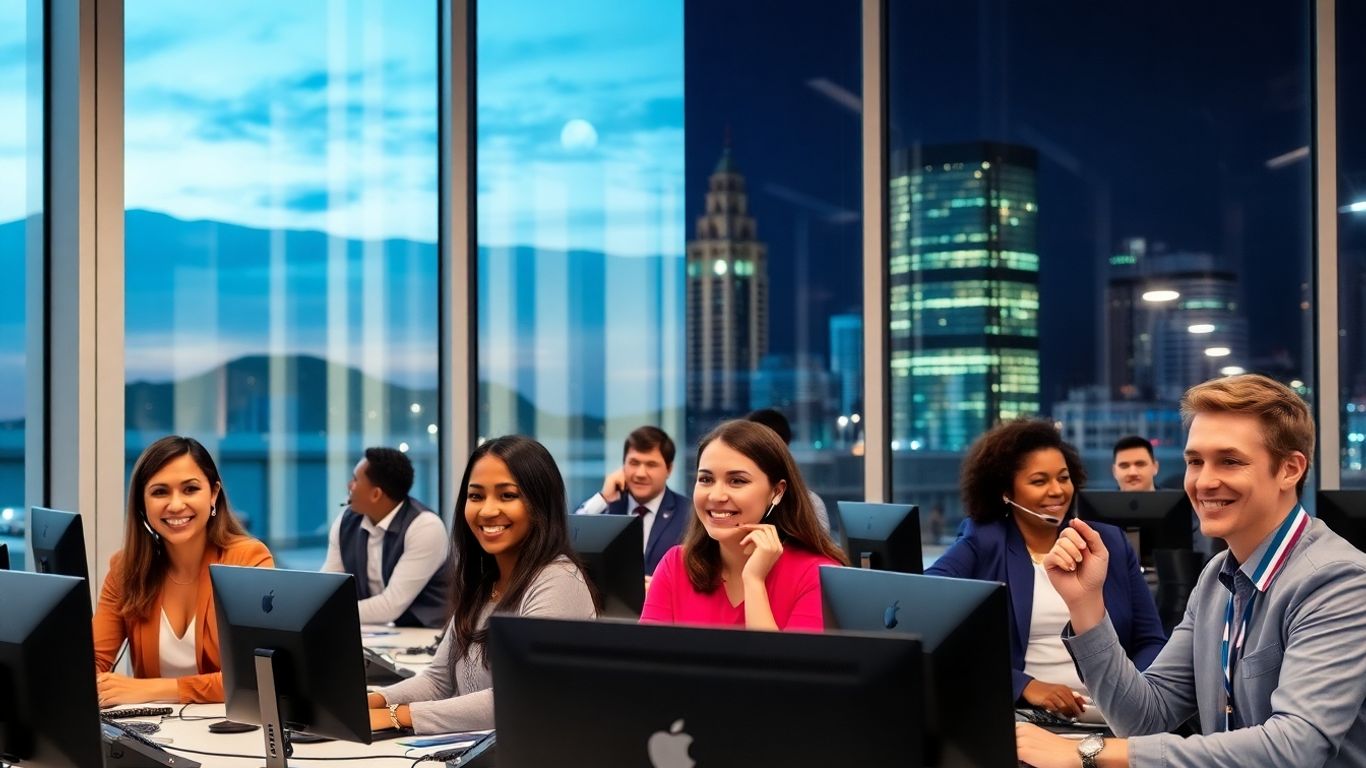 Business professionals answering calls in Colorado Springs office