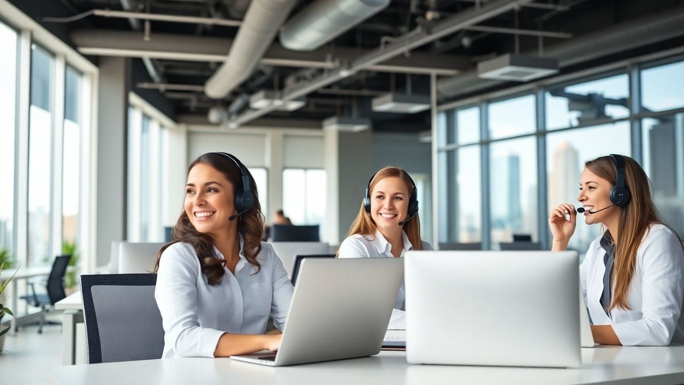 Fort Worth office professionals with headsets at desks