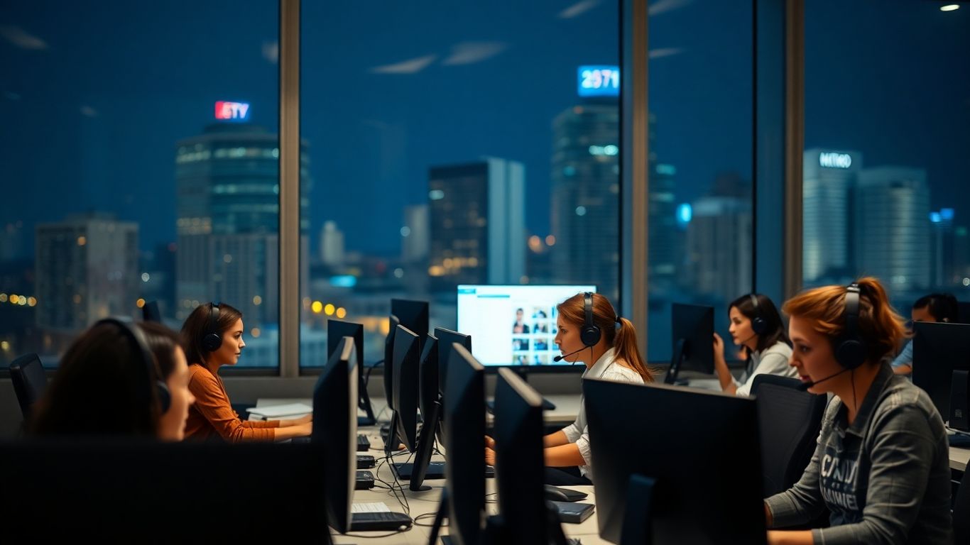 Detroit office with 24/7 customer support team working