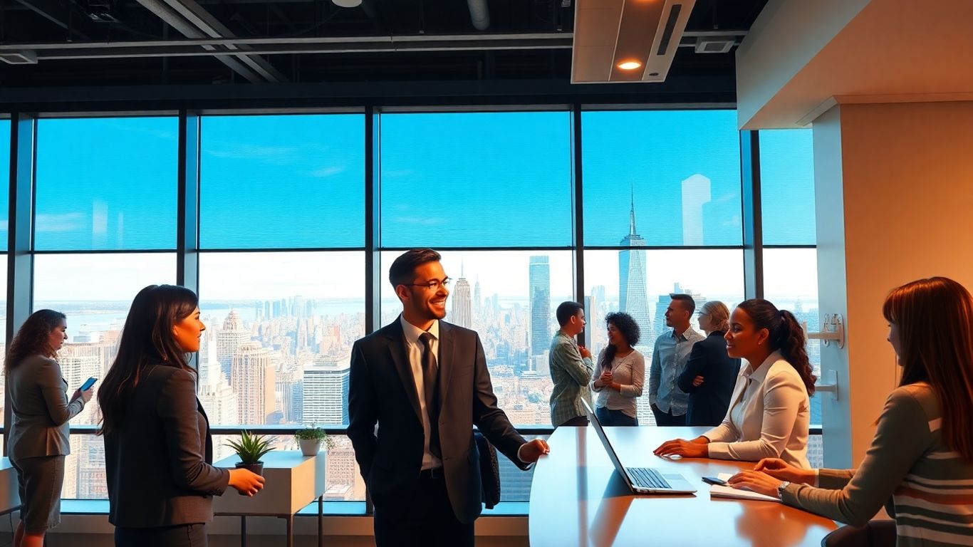 Receptionist answering calls in a New York office