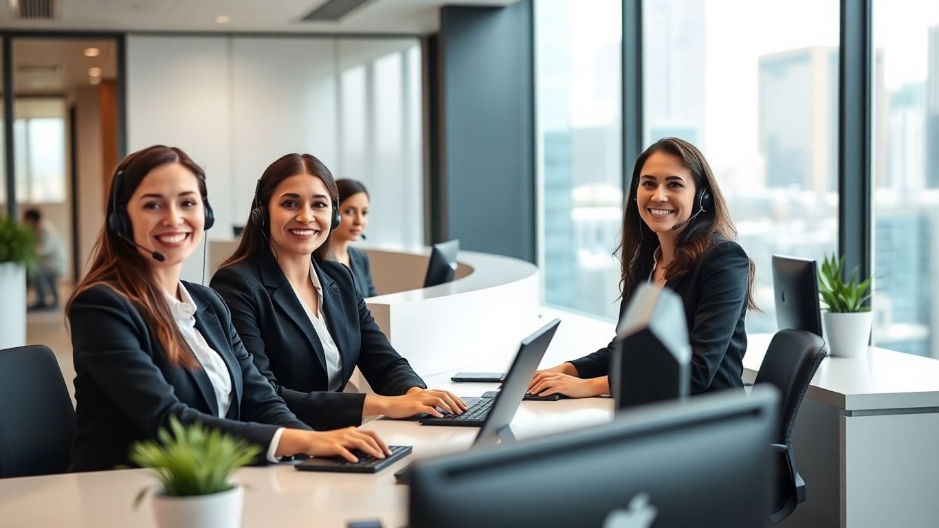 Houston office receptionists answering business calls professionally