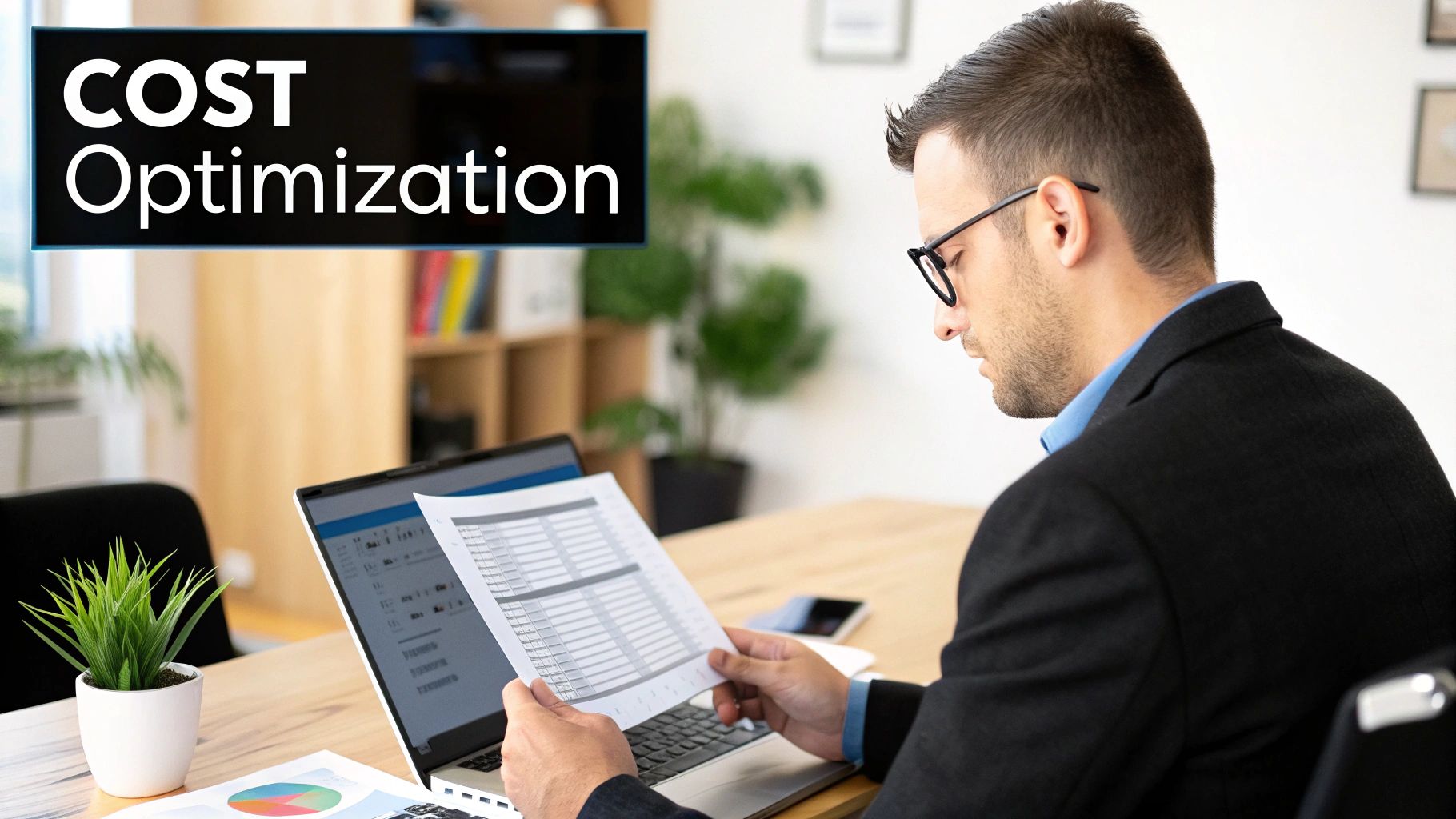 A person pointing at a tablet screen showing business analytics to a colleague.