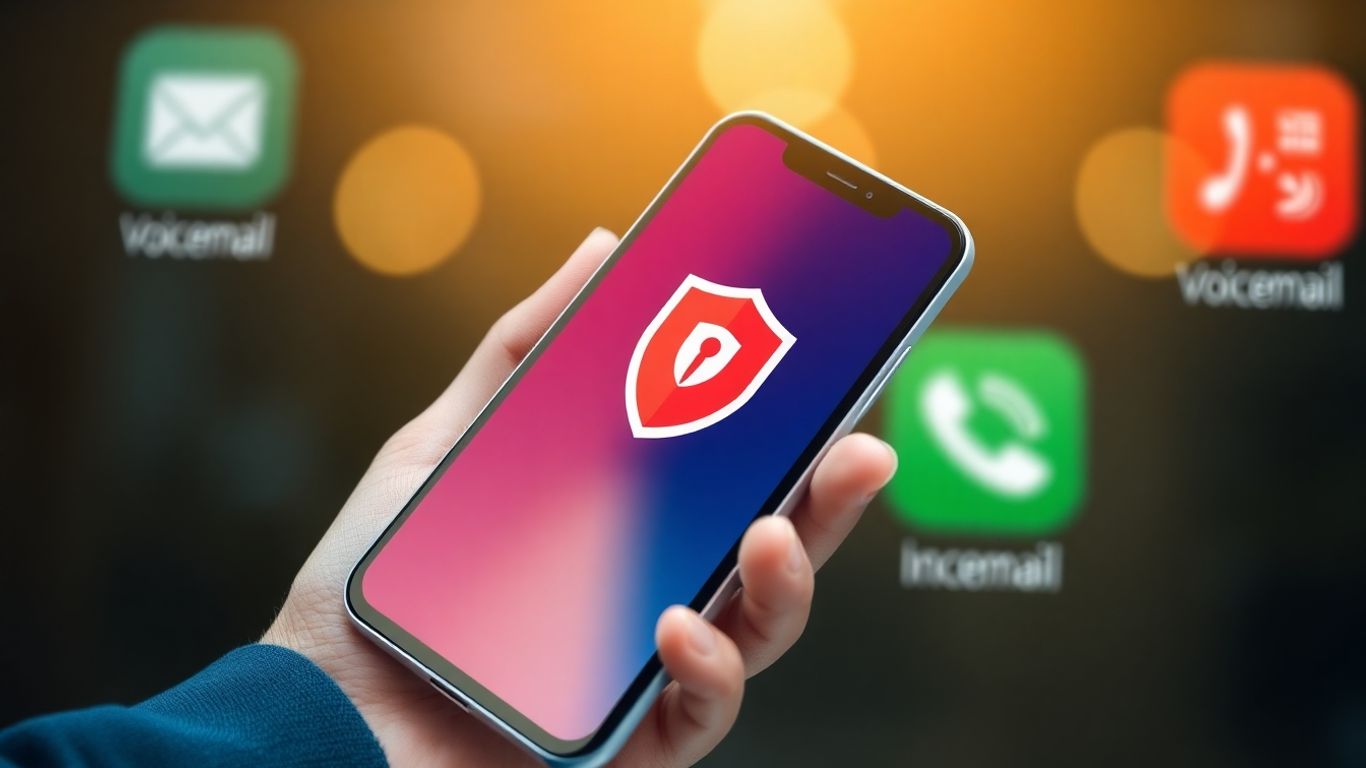 Person holding smartphone with security shield icon