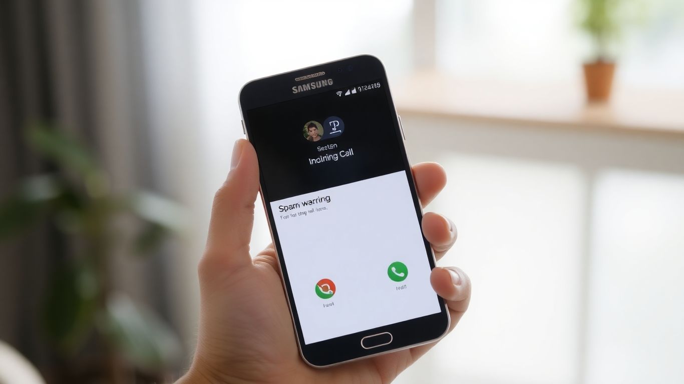 Samsung phone call screen with spam protection enabled