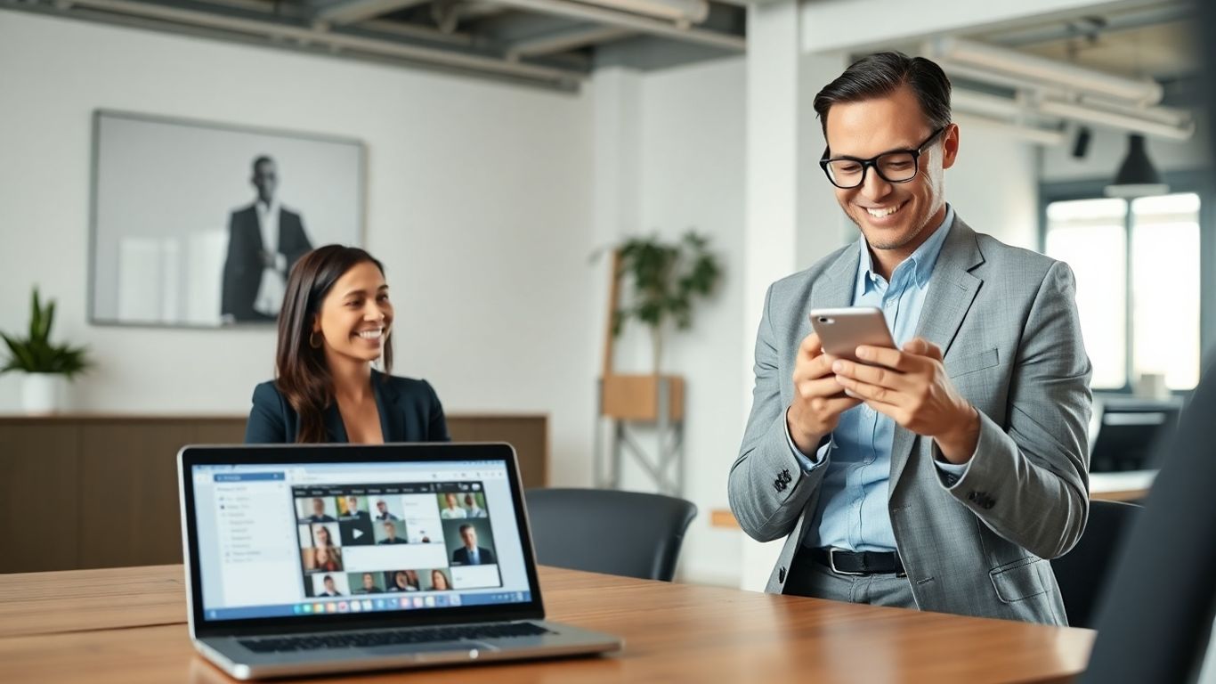 Virtual receptionist helping professional with scheduling tasks