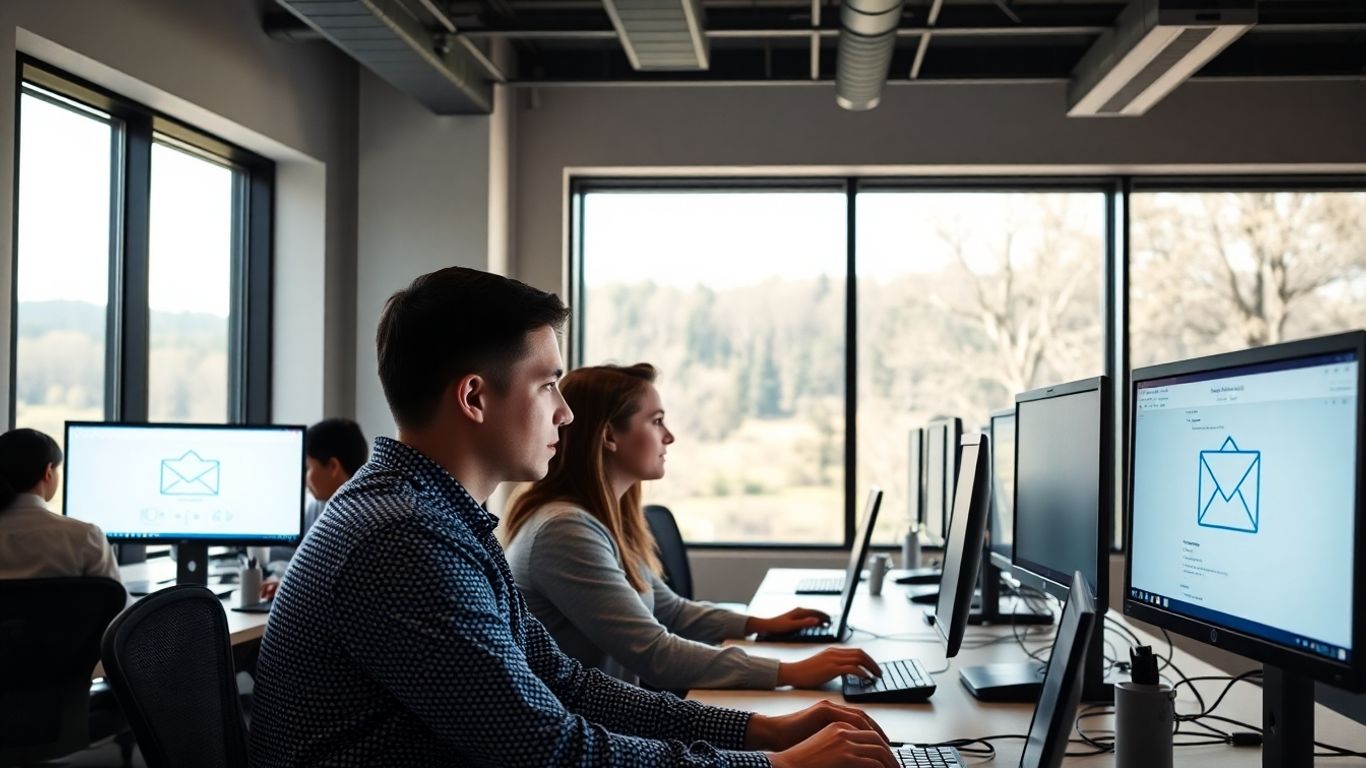Professionals in North Carolina office handling email security