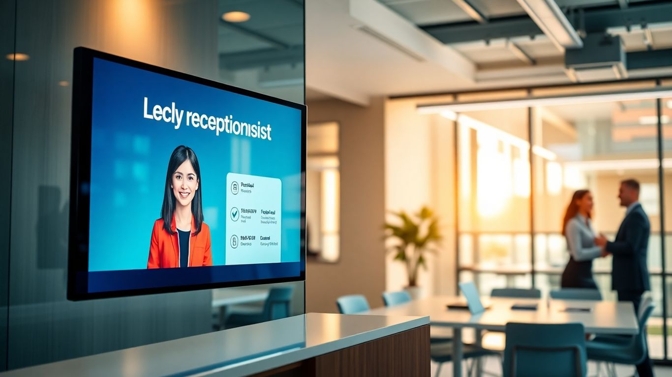 Virtual receptionist assisting professionals in a modern office