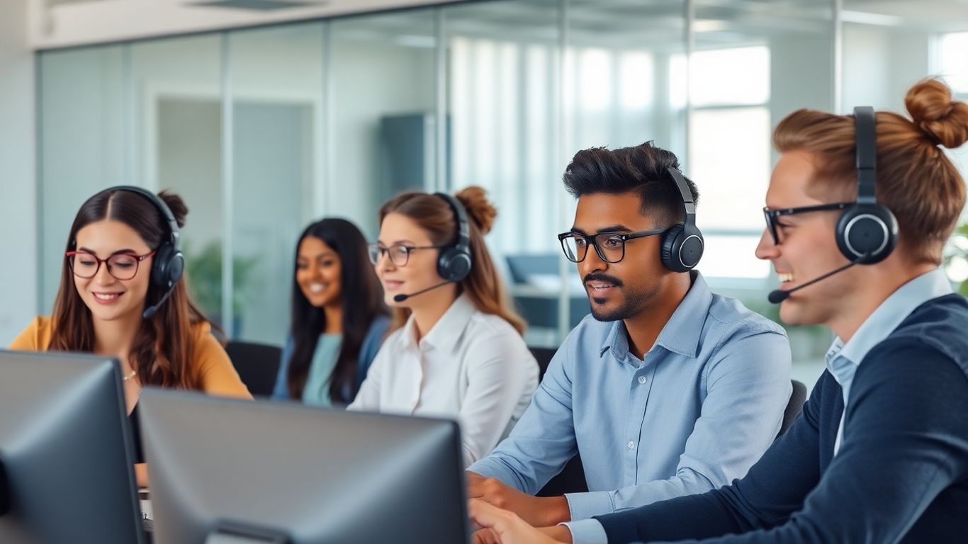 Virtual receptionist in a modern office with professionals