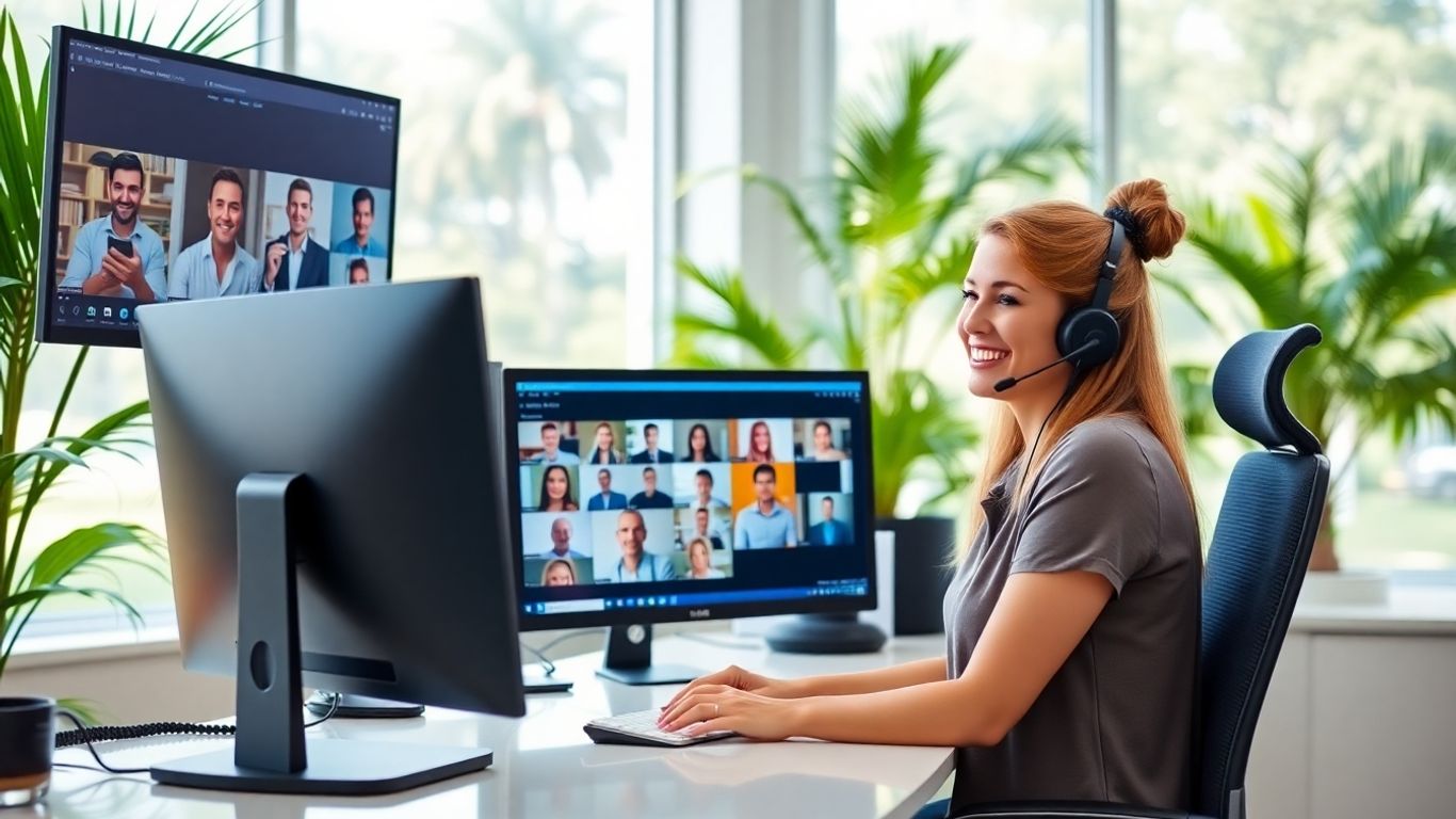 Virtual receptionist greeting customers in Clearwater office