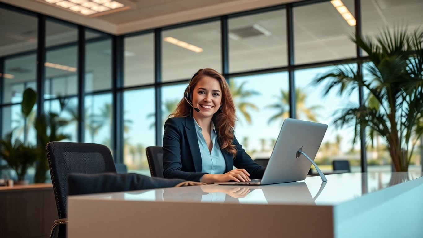 Professional virtual receptionist in modern Kissimmee office
