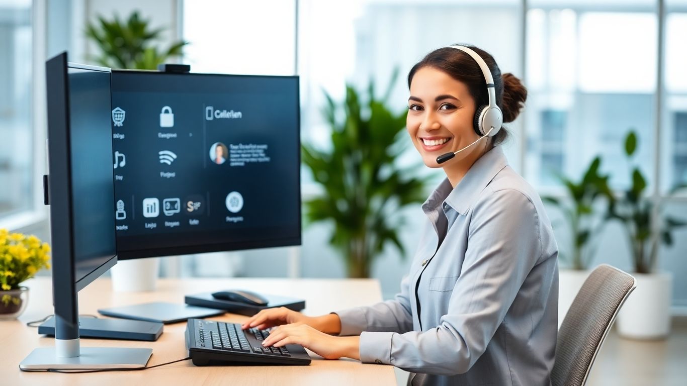 Virtual receptionist managing high call volume in office
