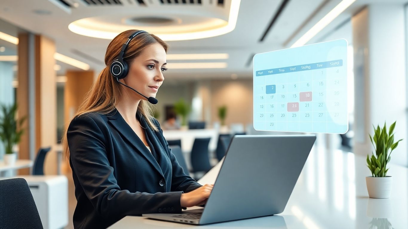 Virtual receptionist managing appointments in a modern office