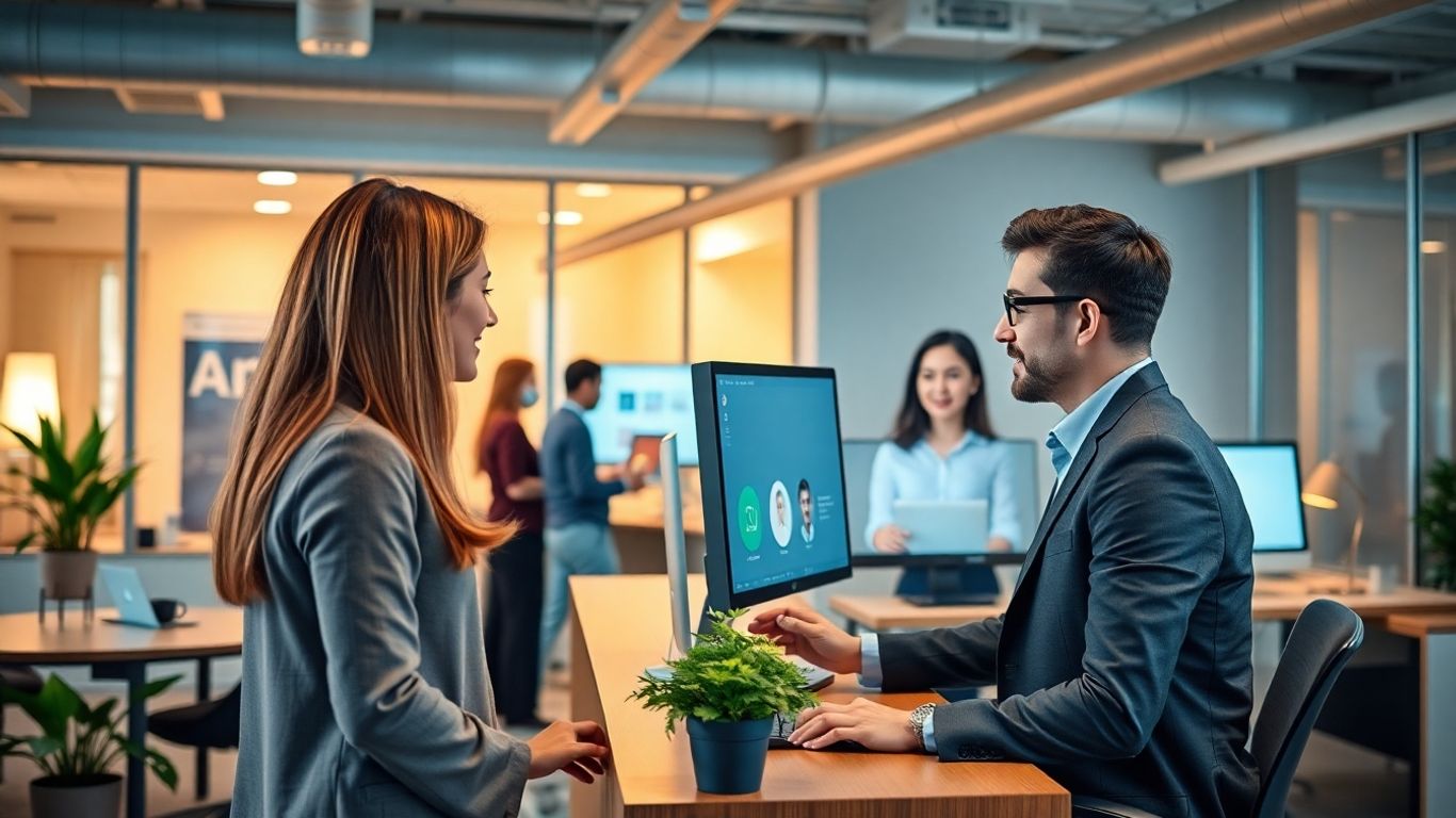 Virtual receptionist assisting small Ontario business office
