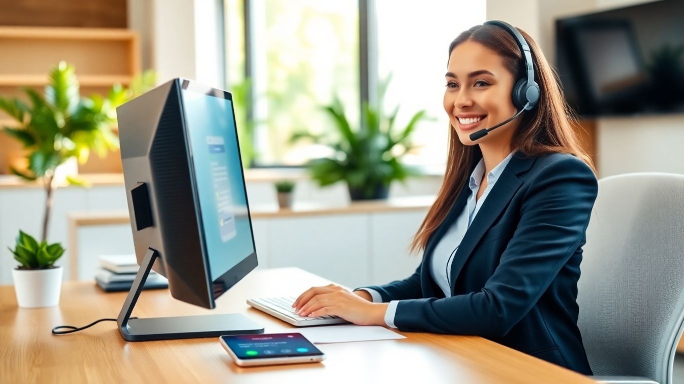 Virtual receptionist with headset and real-time phone alerts