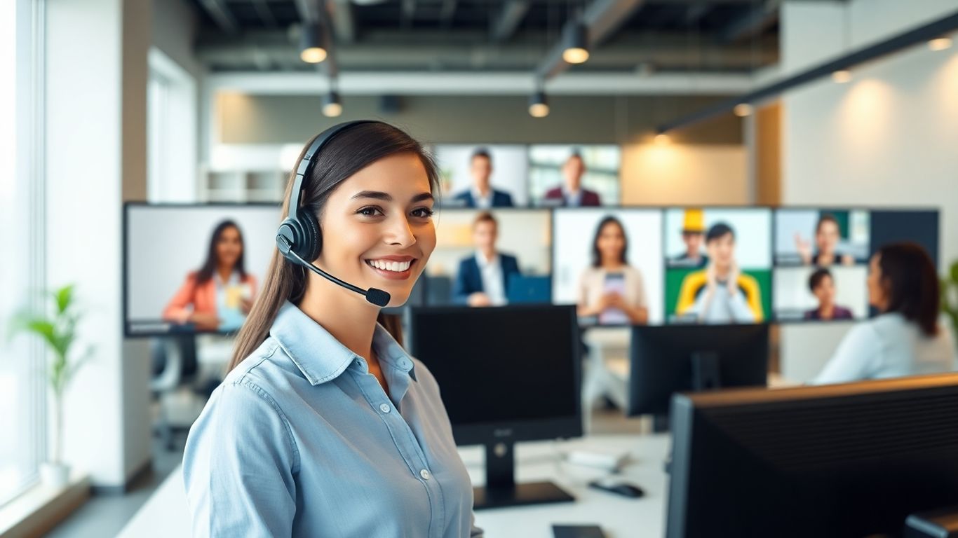 Virtual receptionist coordinating with remote business team members