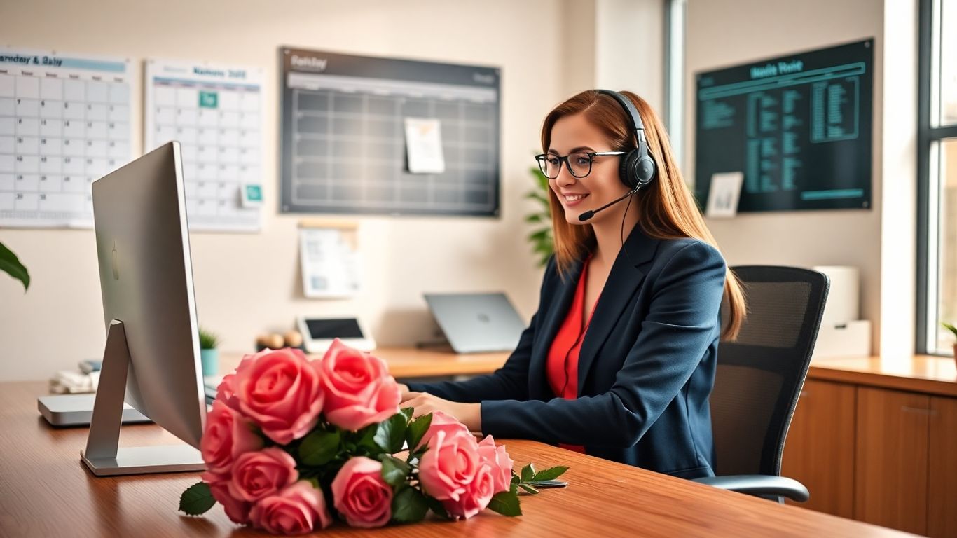 Virtual receptionist managing appointments in modern office