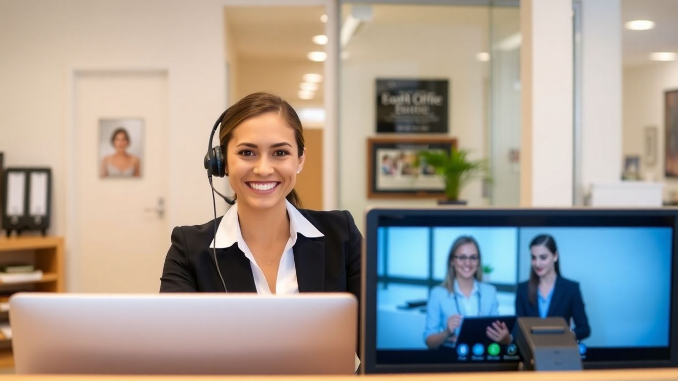 Virtual receptionist interacting with client in Santa Rosa office