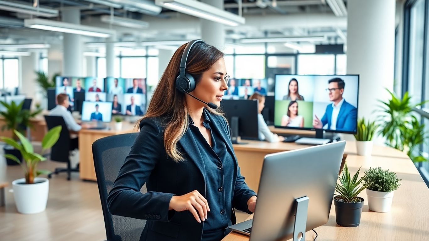 Virtual receptionist in a modern Sugar Land office