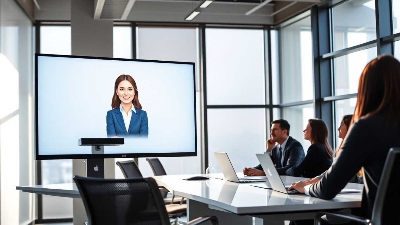 Virtual receptionist on computer in modern Edinburg office