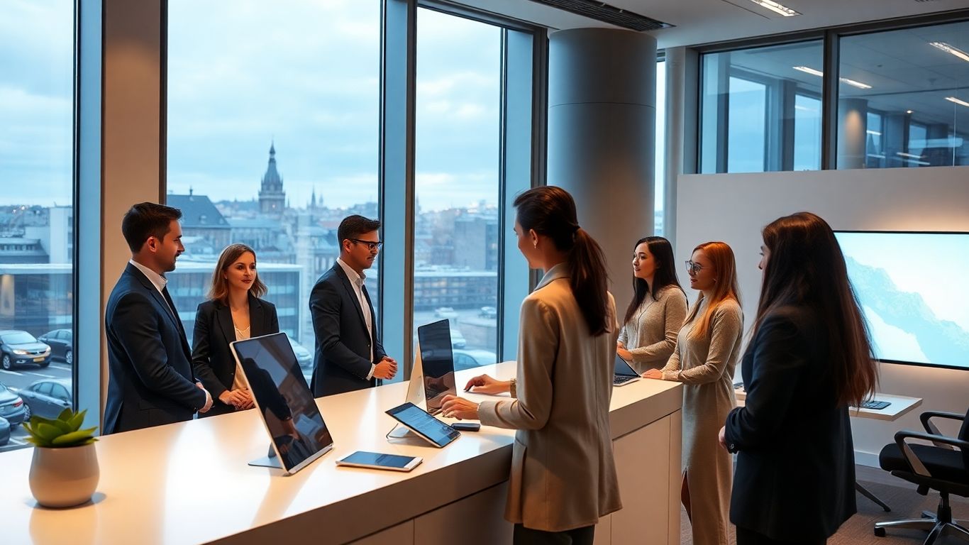 Modern office using virtual receptionist technology in Edinburgh
