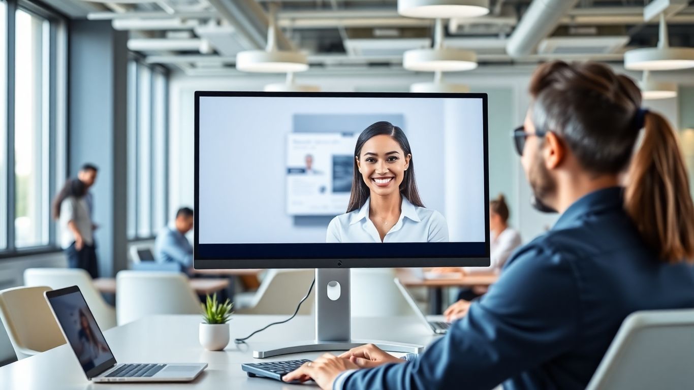 Virtual receptionist assisting office team with business communication