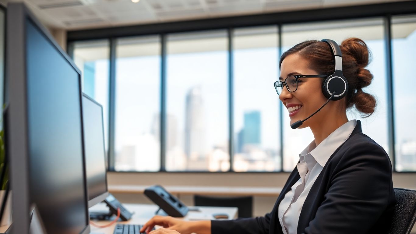 Virtual receptionist answering phone in Grand Rapids office
