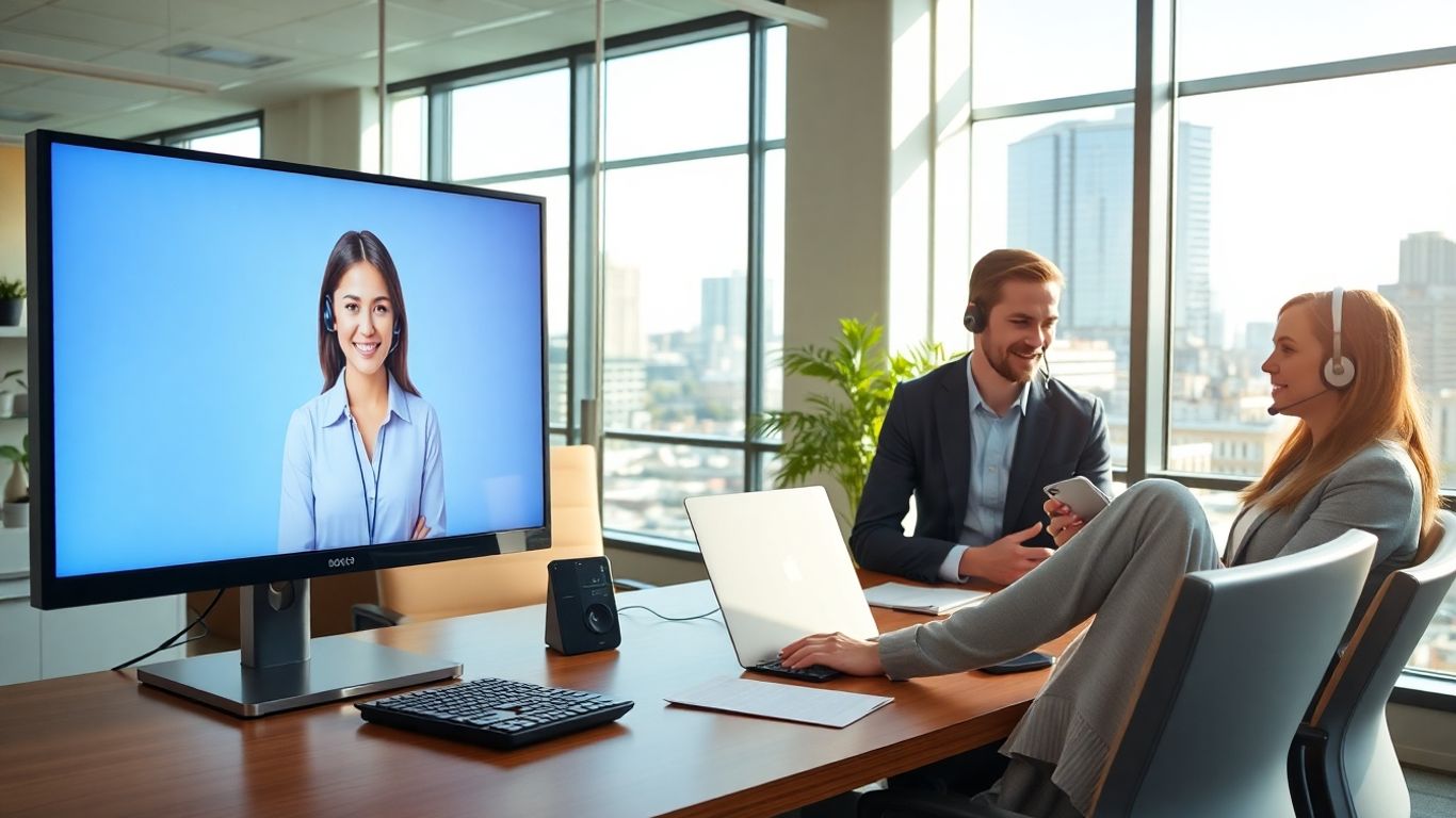 Virtual receptionist assisting Tacoma business in modern office