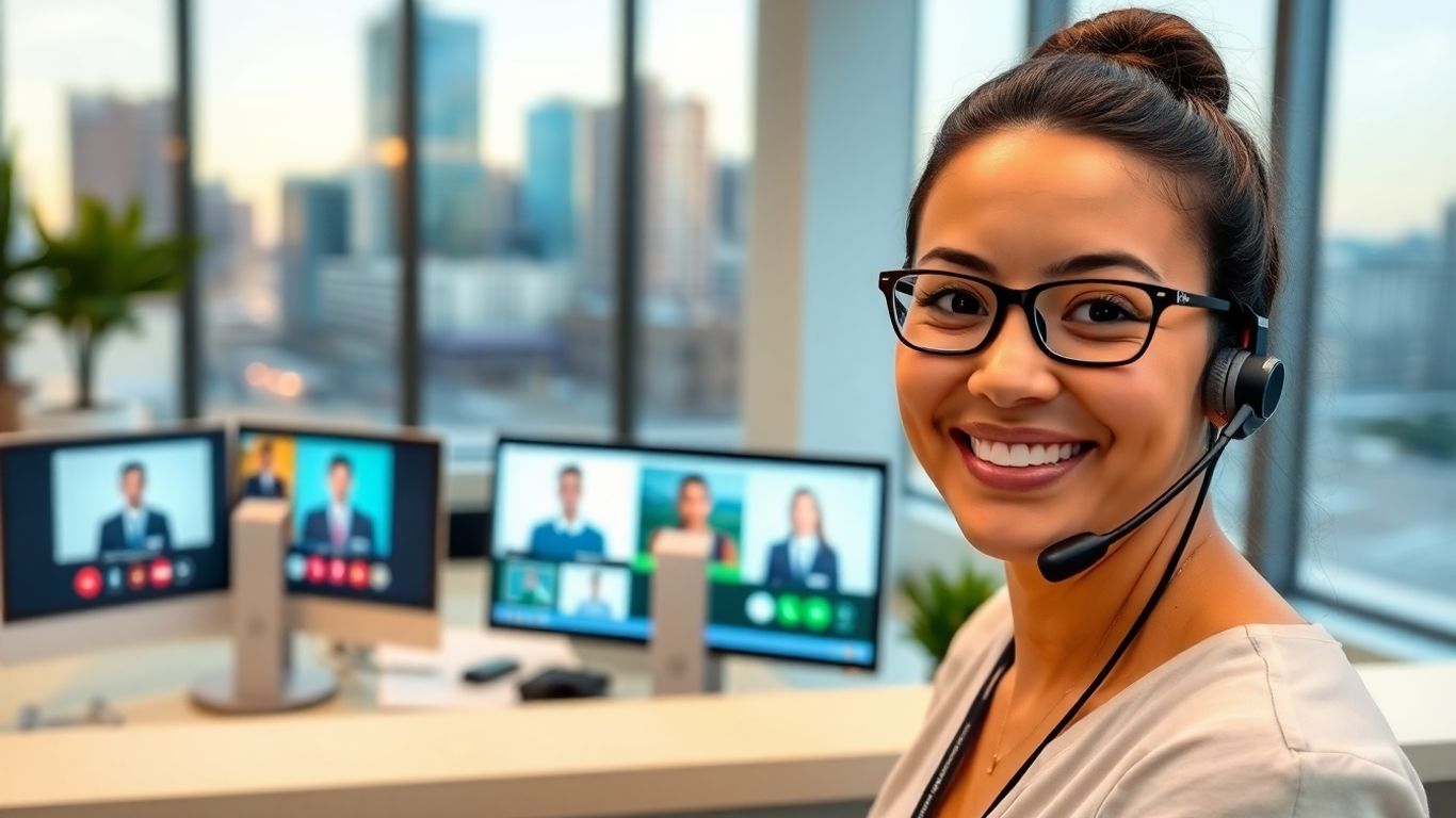 Virtual receptionist working in modern Shreveport office