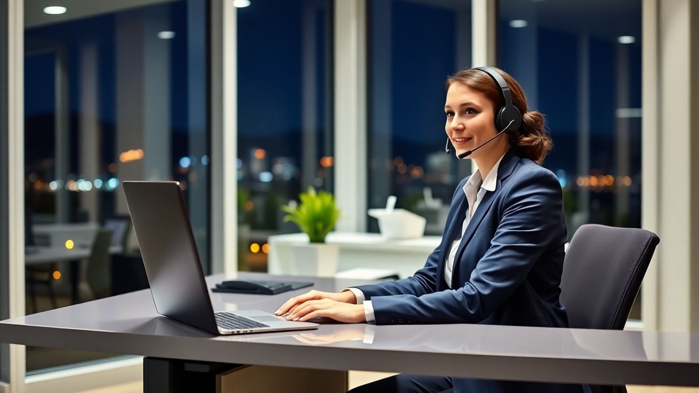 Virtual receptionist working at night in Scottsdale office