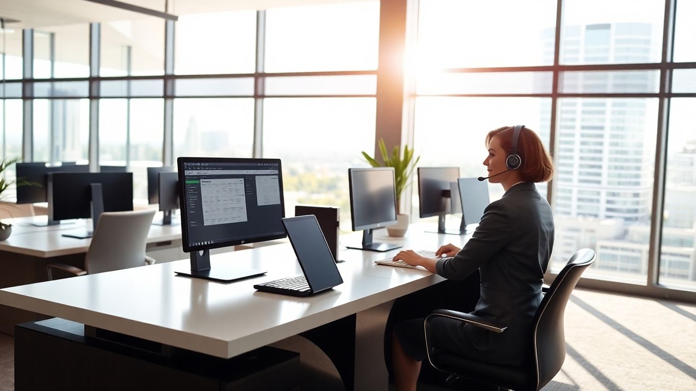Virtual receptionist managing schedules in a modern Irvine office.
