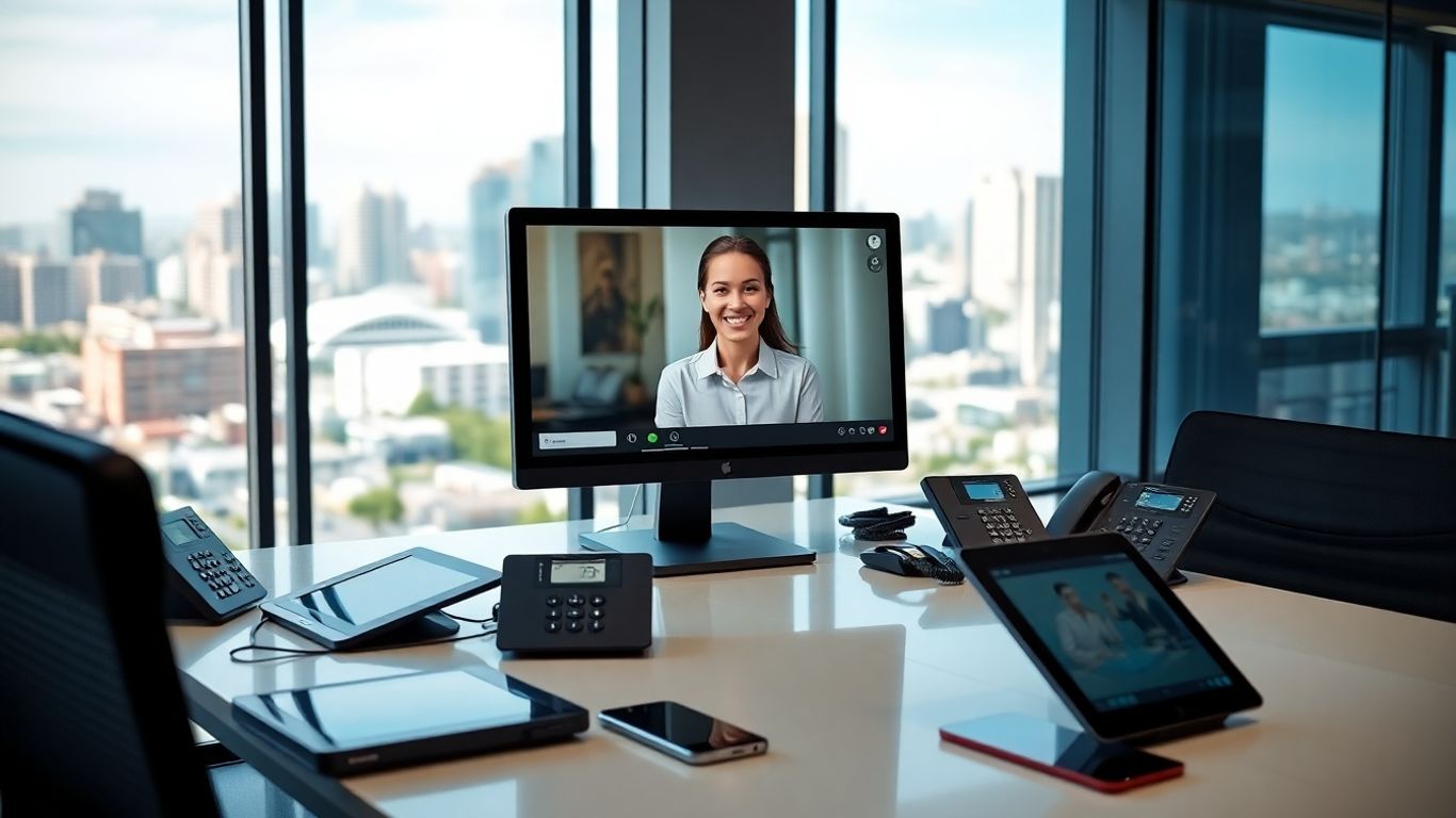 Virtual receptionist video call in Glendale office