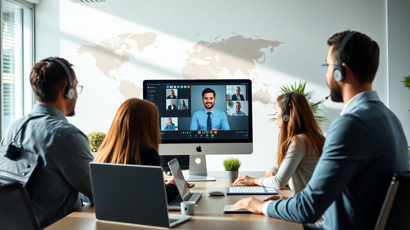 Virtual receptionist facilitating multilingual video call in office