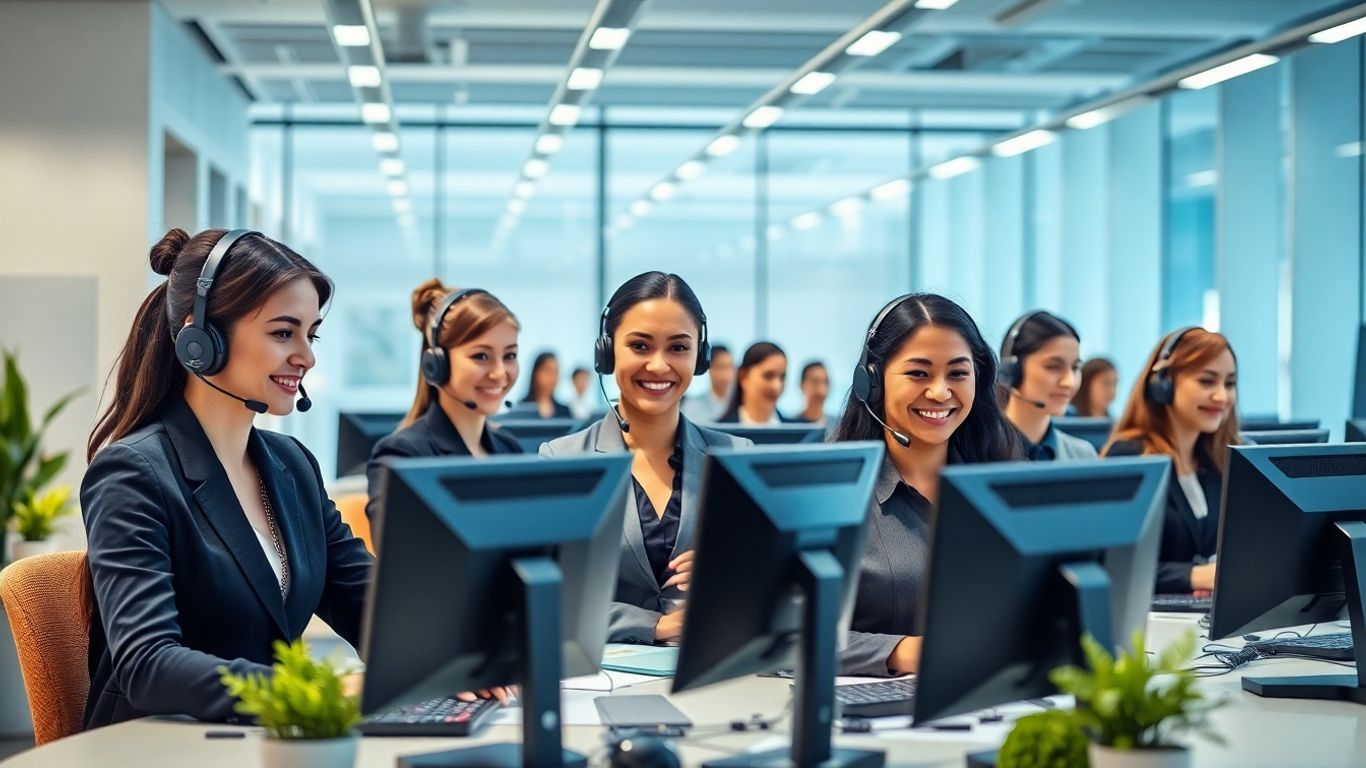 Busy office receptionists answering multiple phone calls