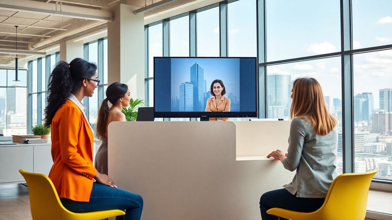 Virtual receptionist in modern Laredo office workspace