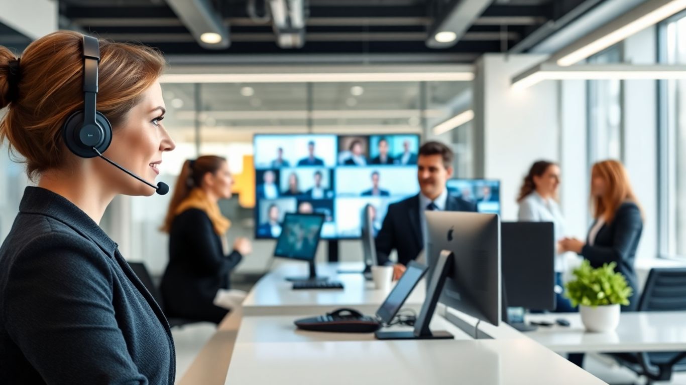 Virtual receptionist manages calls in a modern Norfolk office