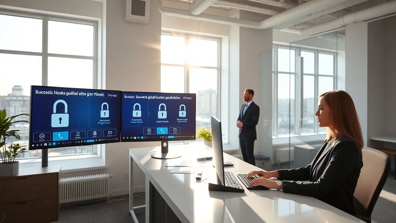 Virtual receptionist handling secure data in office